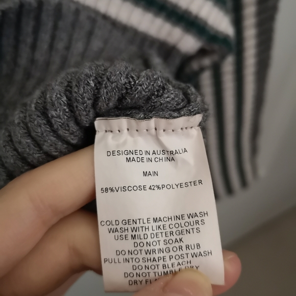 Mock neck stripe accent sweater - Picture 4 of 5